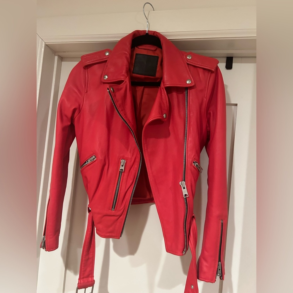 All Saints Red Leather Jacket